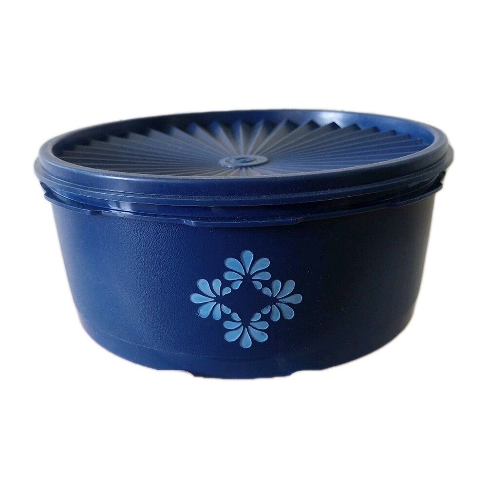 Vintage Tupperware Blueberry Blue Servalier Canister 1204-12 with Lid 1205-17